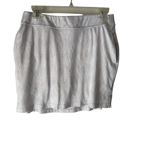Greg Norman Skort Womens Medium White Aqua Feather Print Golf Activewear Pockets - Picture 1 of 7